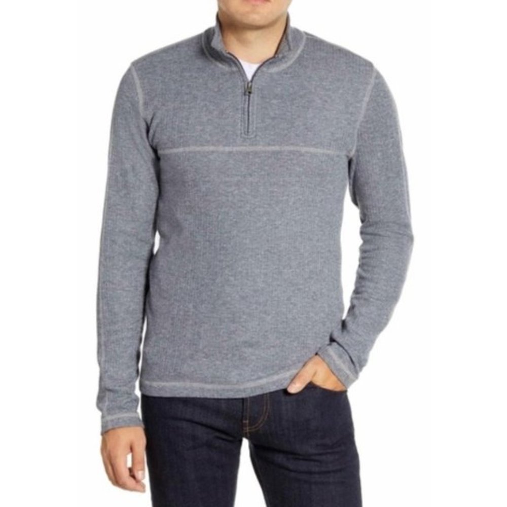 Vintage 1946 Quarter Zip Long Sleeves Sweater Gray Size XL. New